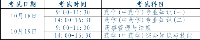 南京执业药师考试时间安排