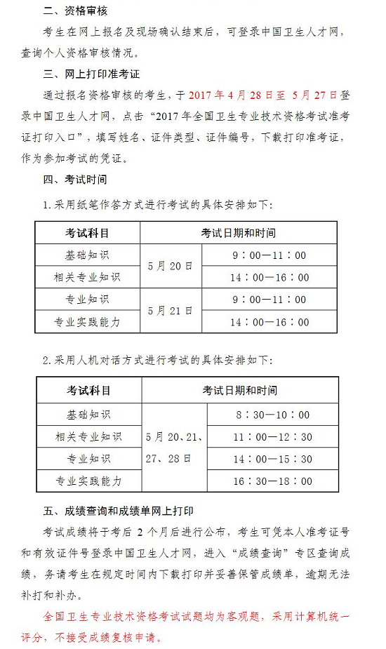 【官方】2017年卫生资格考试报名时间1月3日开始
