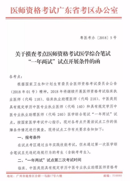 【重大消息】2018年医师资格考试“一年两试”试点不止8省