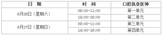 2017年口腔执业医师考试时间