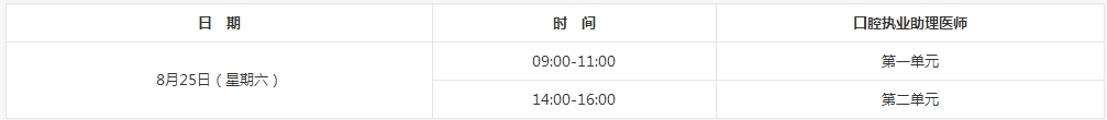 内蒙古2019年口腔医师考试时间是哪天？