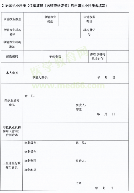 陕西省延安市2018年医师资格考试资格证书注册要求及注册表填写说明