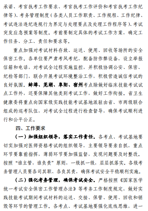 2019年安徽省医师资格实践技能考试工作实施方案的通知