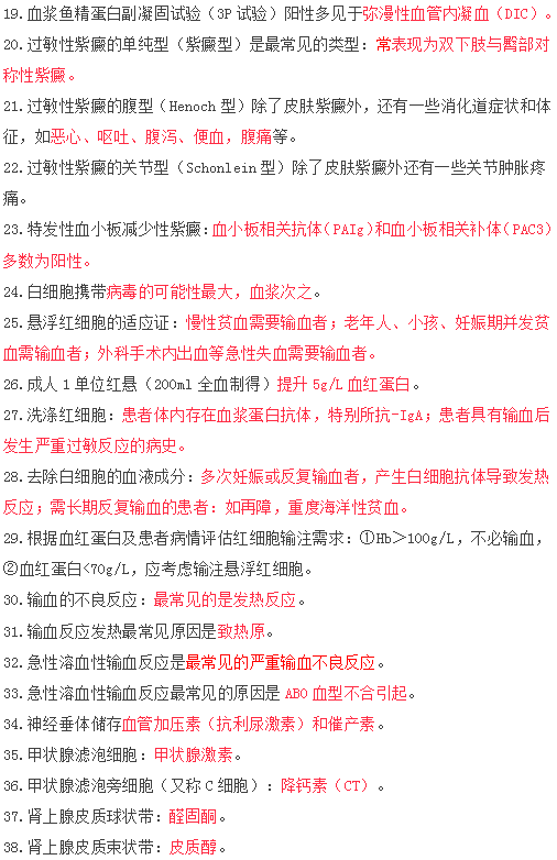 2019年临床执业医师笔试快速提分100条复习资料速记（五）