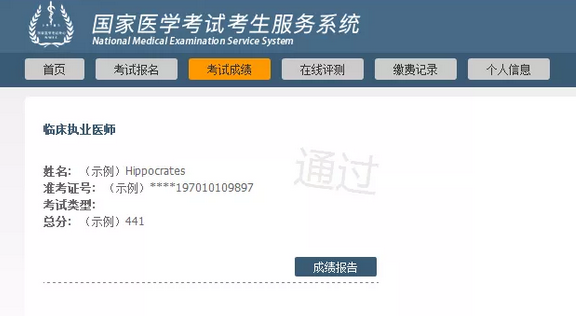 医师资格考试成绩